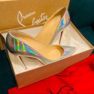 Christian Louboutin Pigalle Follies- Laser iridescent Silver Size 39